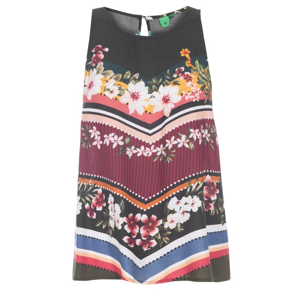 Farm Rio Floral Scarf Tank Top / Large / Keyhole Back Sleeveless Brazil